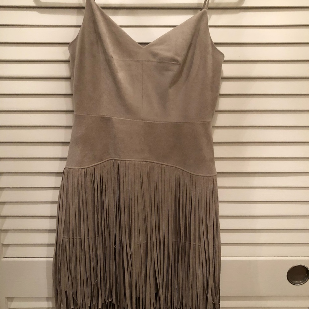 BCBG xs fringe suede dress